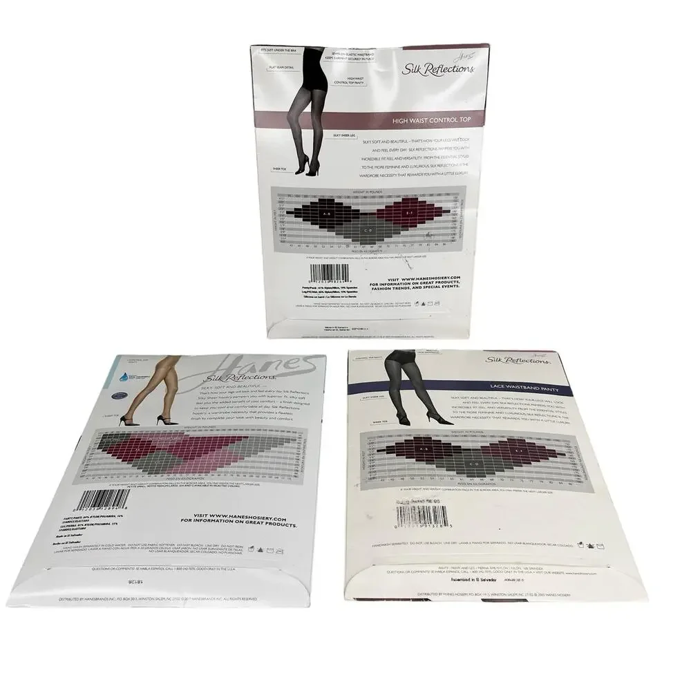 Lot of 3 Silk Reflections Size EF Sandalfoot Gray Control Top New